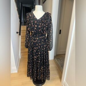 Antropologie 🌙 Moon River Black Floral Ruffle Maxi Dress – Size S